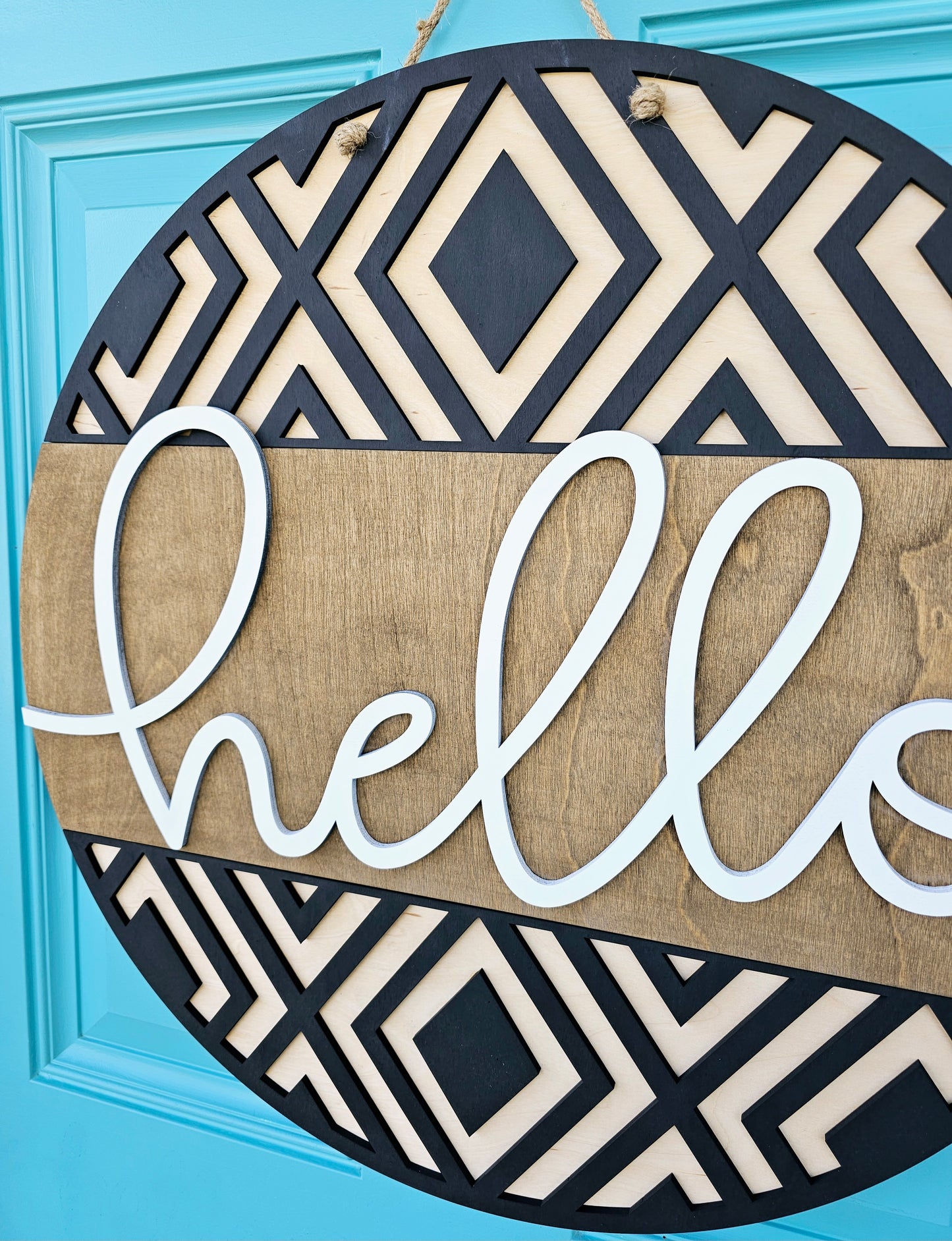 Hello Geometric Door Hanger