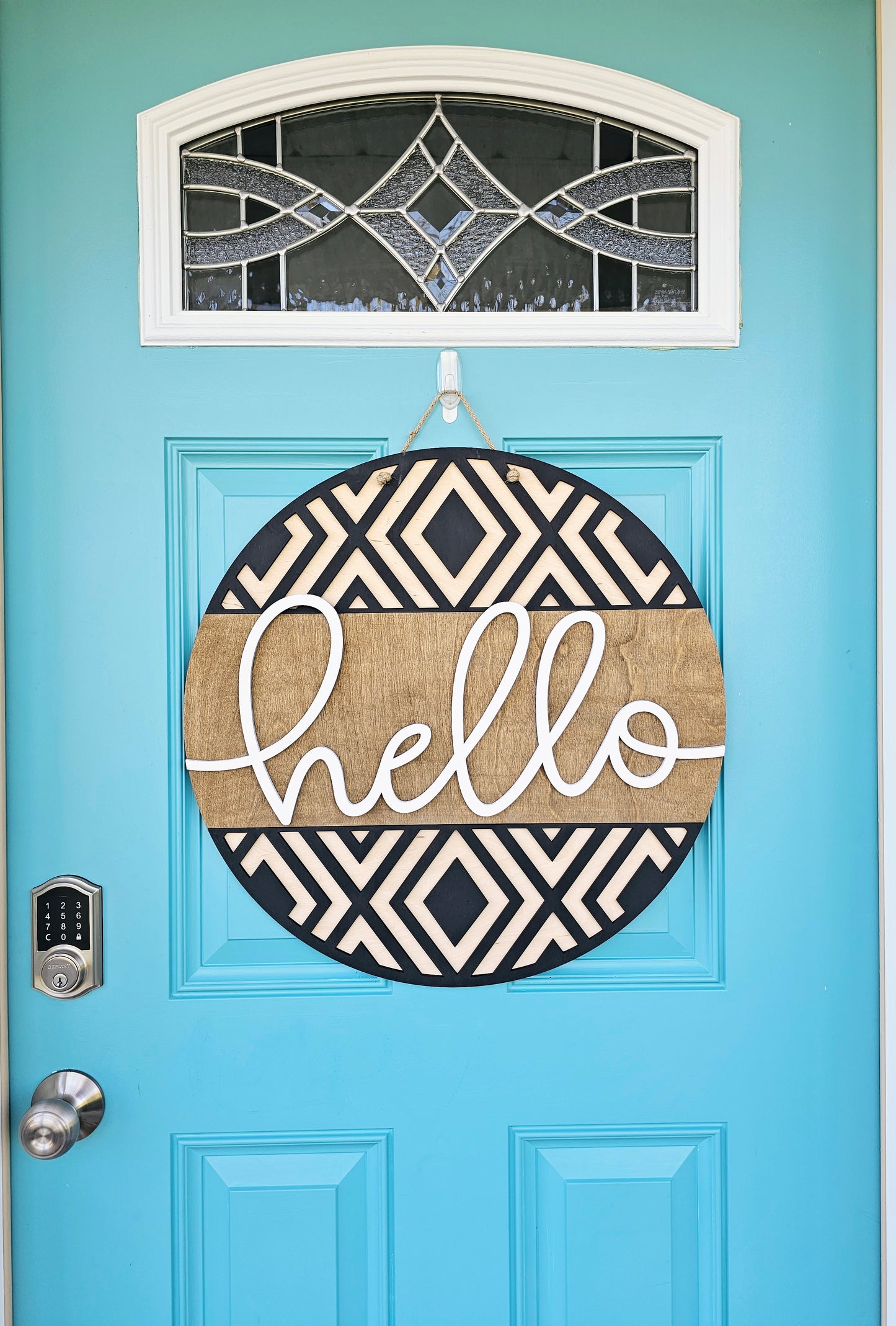 Hello Geometric Door Hanger