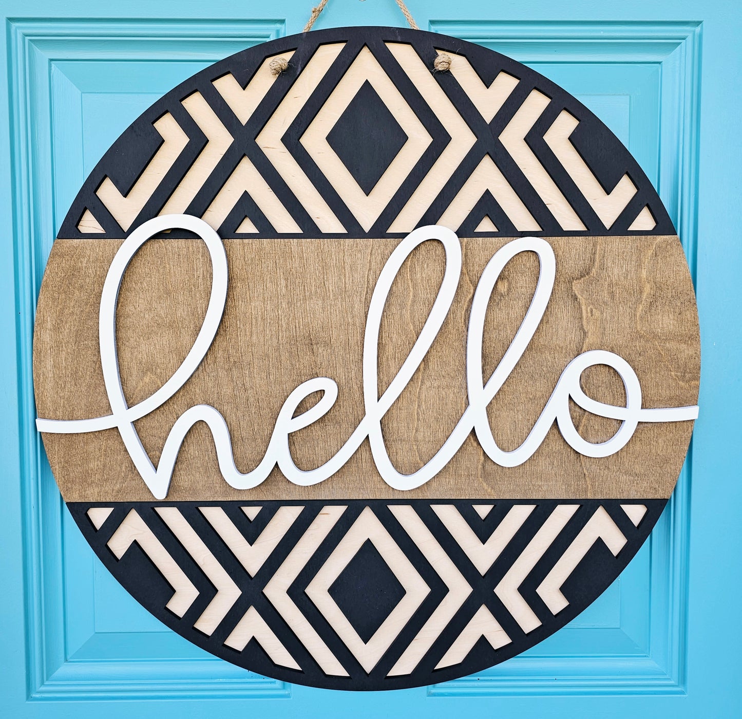 Hello Geometric Door Hanger