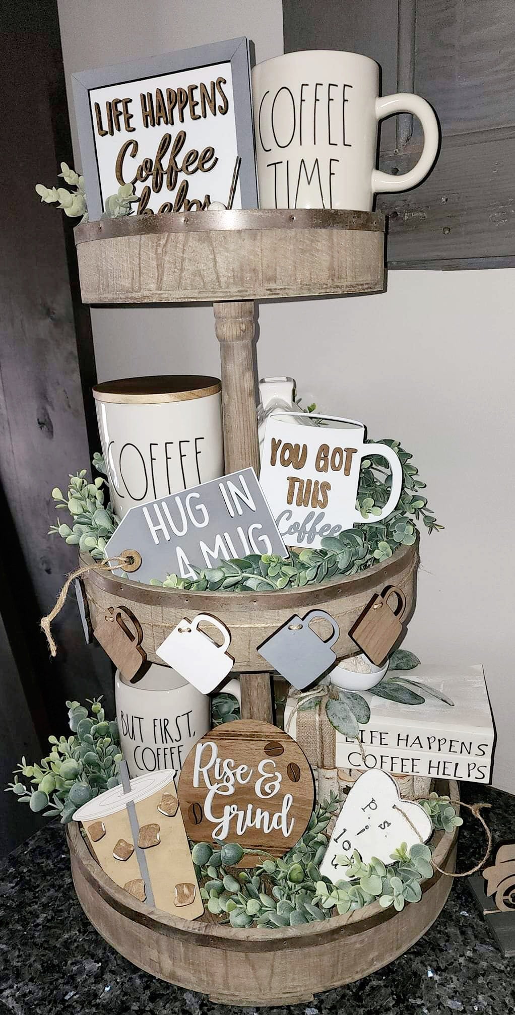 Coffee Tiered Tray Set