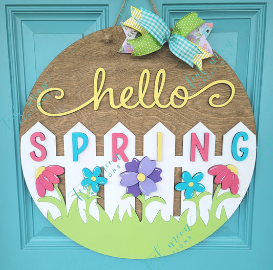 Hello Spring Fence Door Hanger
