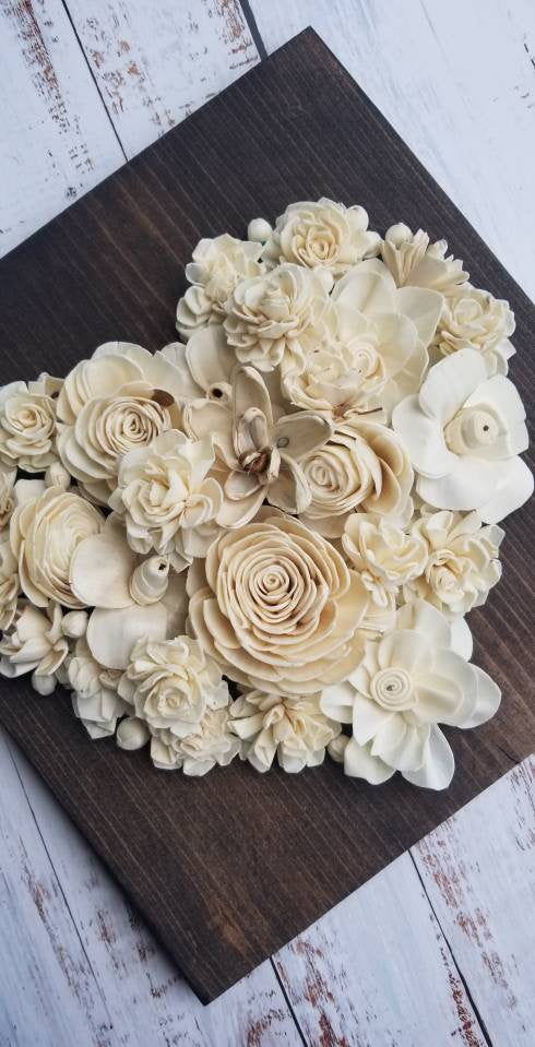 Wood Flower Heart Sign | Farmhouse Decor