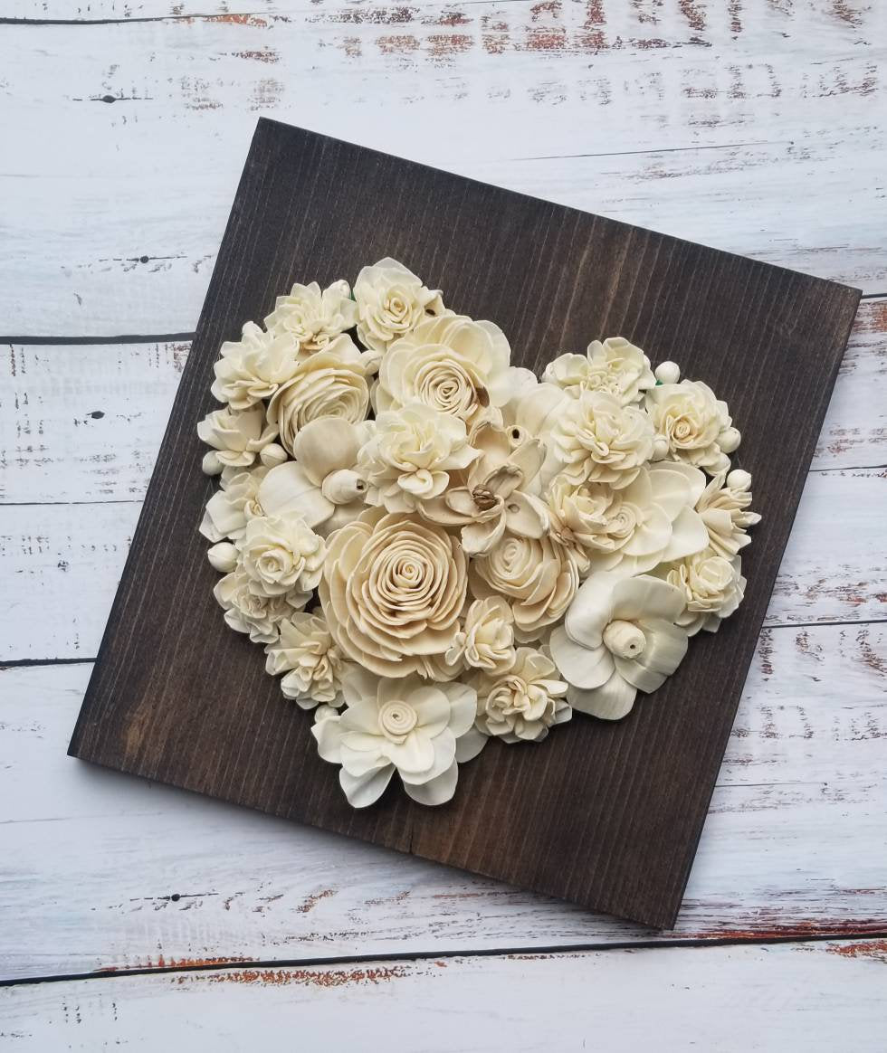 Wood Flower Heart Sign | Farmhouse Decor