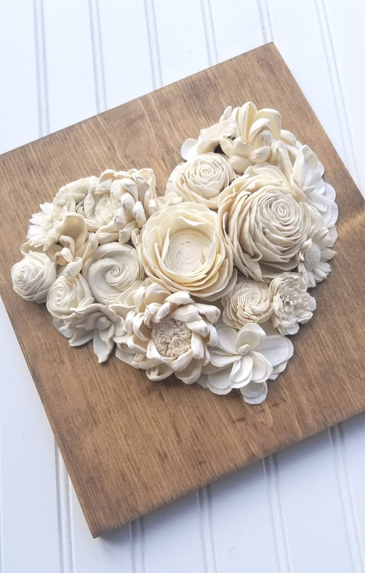 Wood Flower Heart Sign | Farmhouse Decor