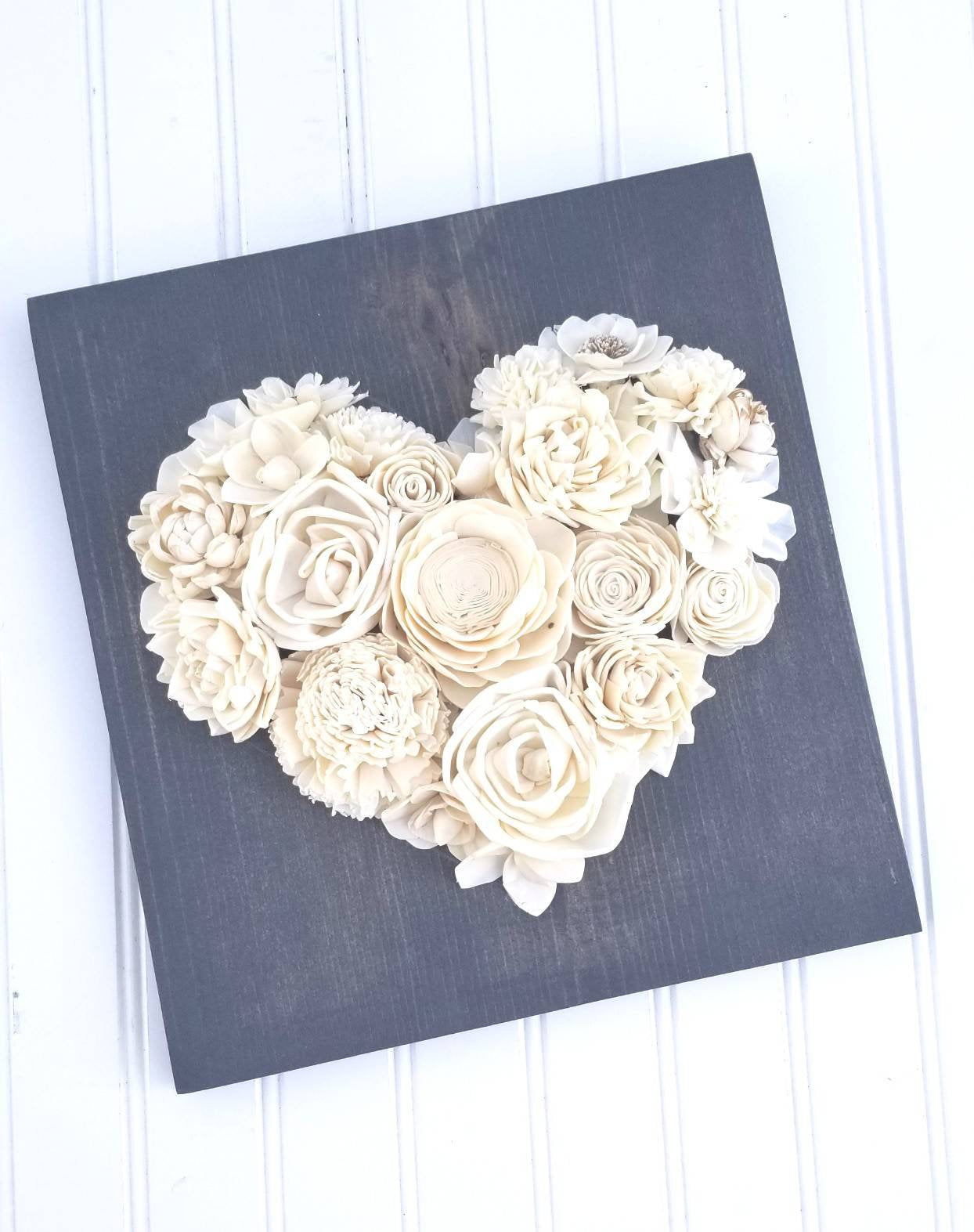 Wood Flower Heart Sign | Farmhouse Decor