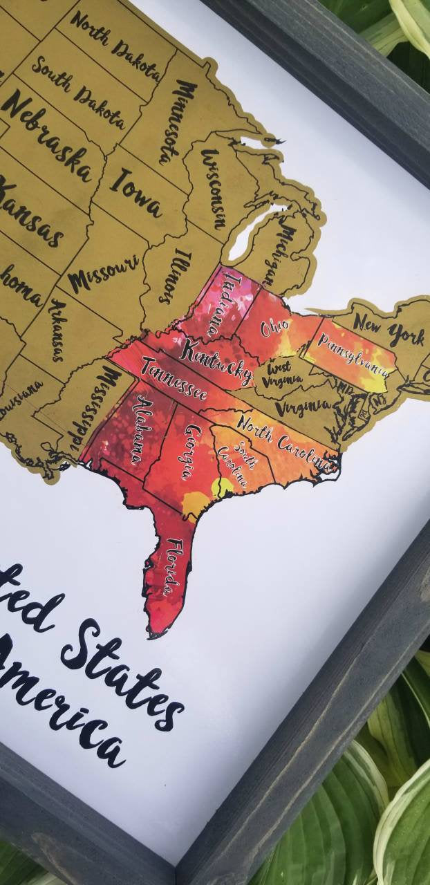 Scratch Off Travel Map | United States Travel Map | Travel Gift | USA Framed Travel Map