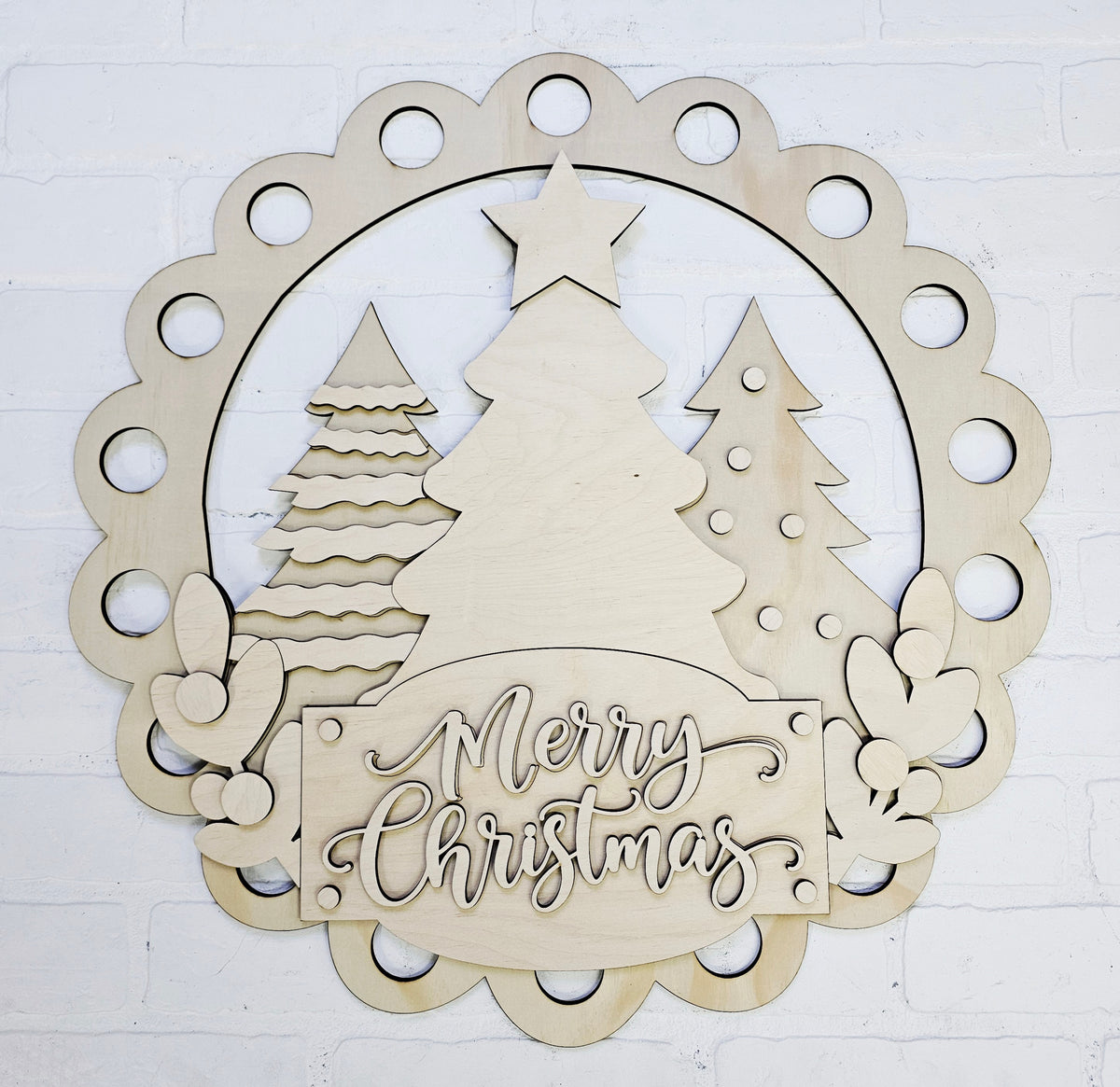 Triple Tree Scalloped Door Hanger