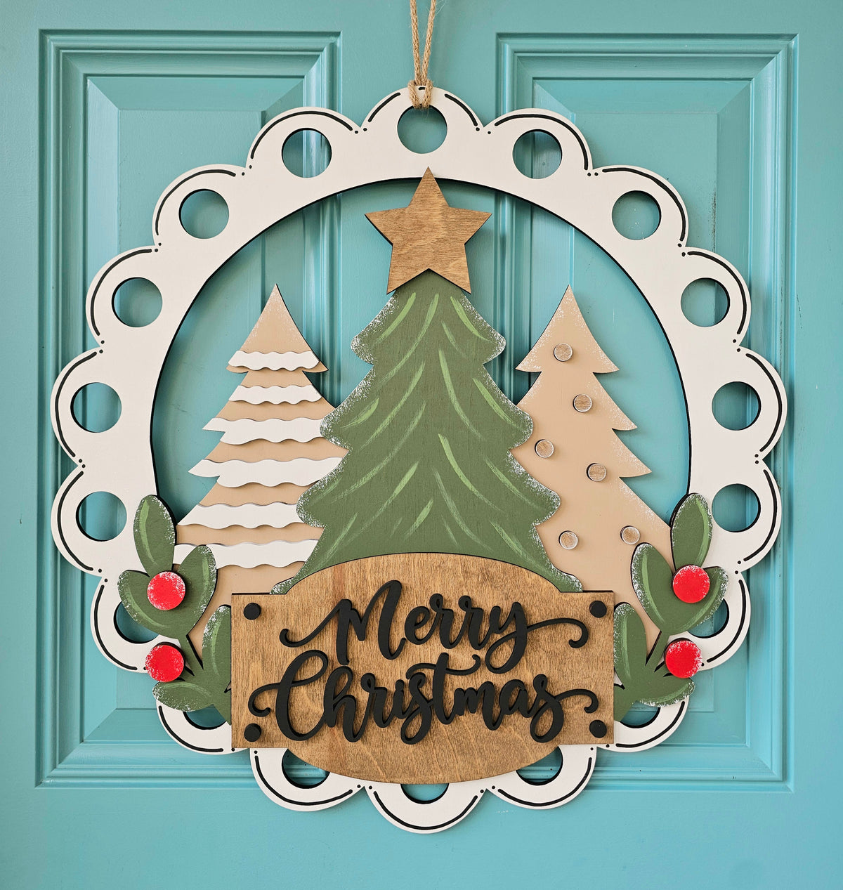 Triple Tree Scalloped Door Hanger
