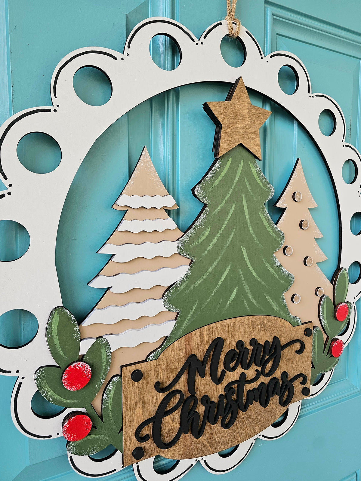 Triple Tree Scalloped Door Hanger