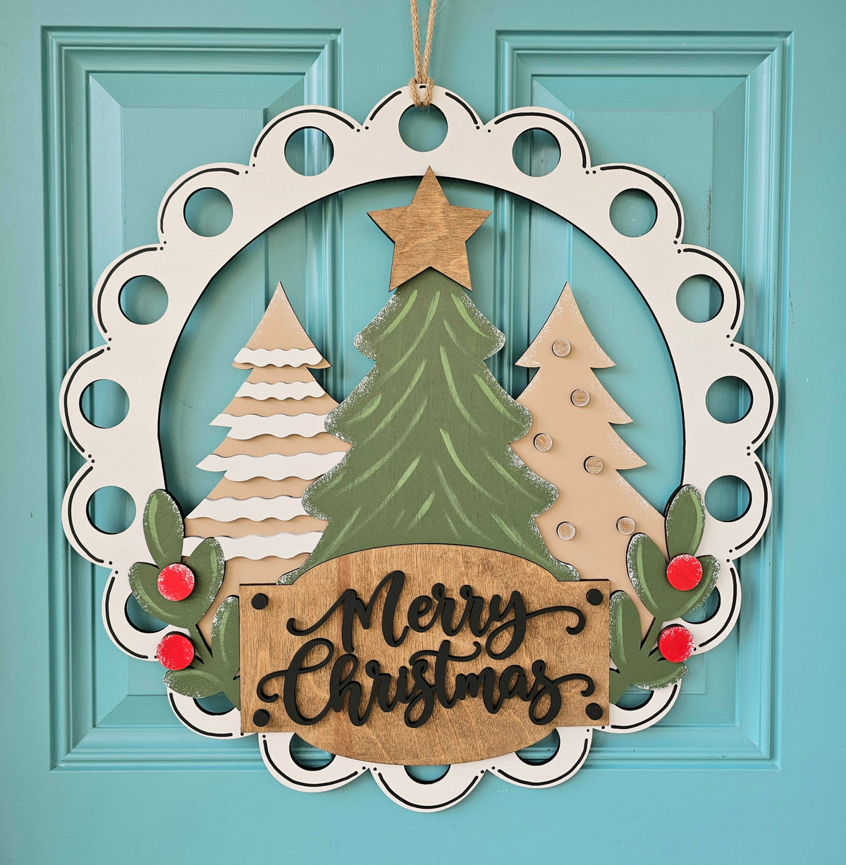 Triple Tree Scalloped Door Hanger
