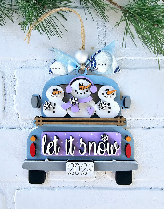 Snowman Trio Truck Ornament