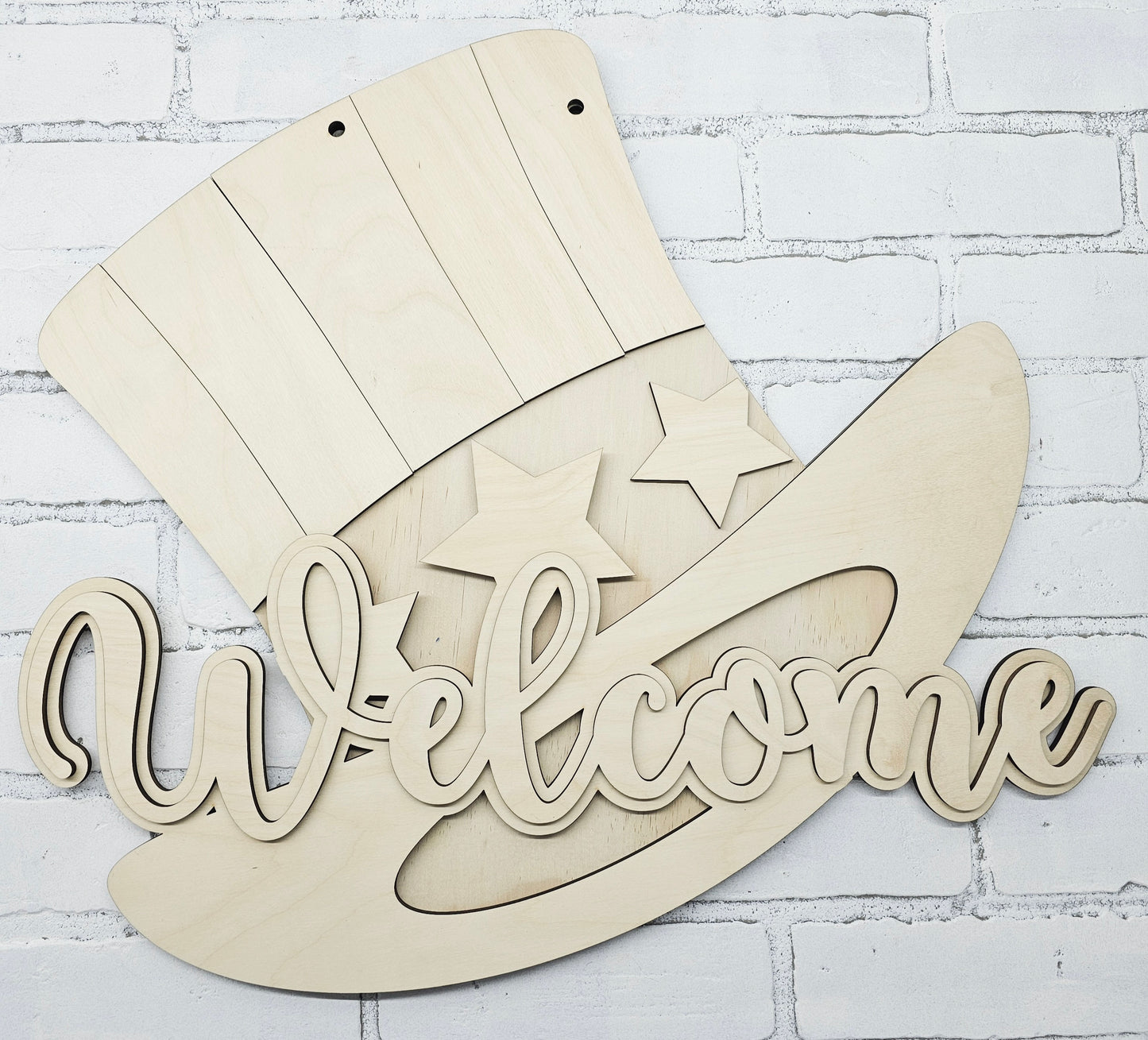 Welcome Patriotic Hat Door Hanger