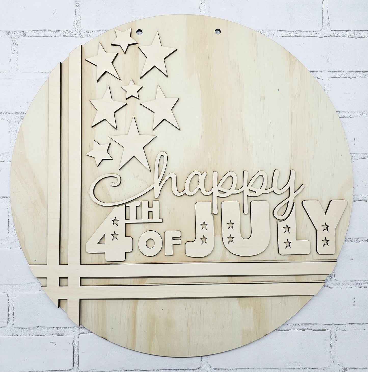 Happy 4th of July Cross Stitch Door Hanger