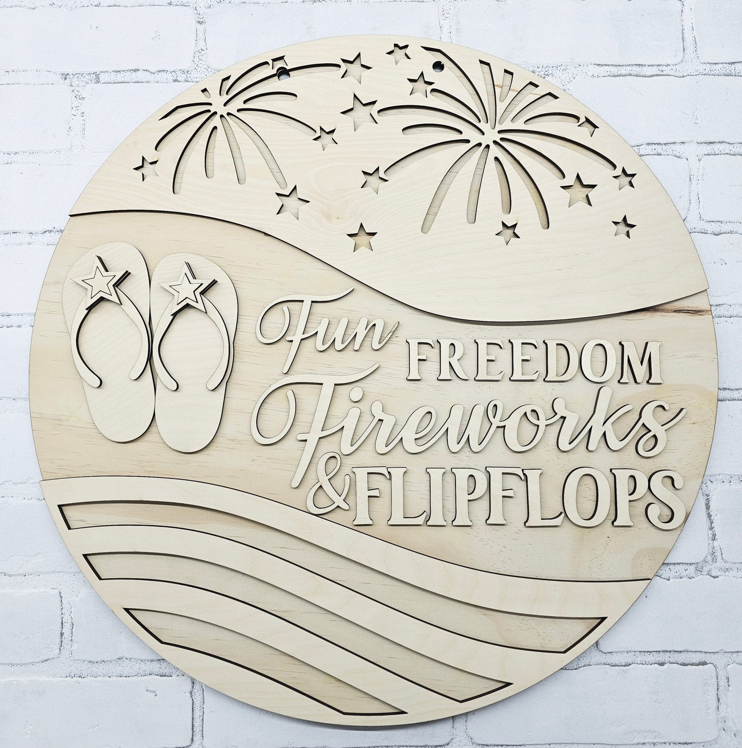 Freedom, Fireworks, Flip Flops & Fun Door Hanger