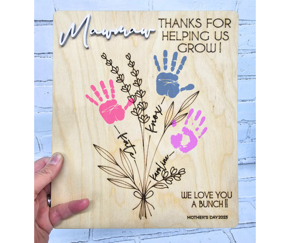 Mother's Day Floral Handprint Sign