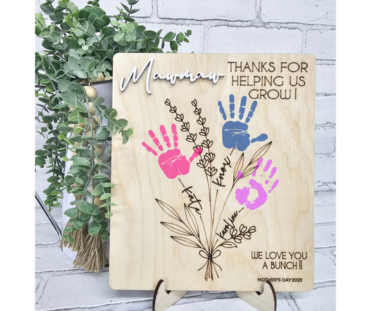 Mother's Day Floral Handprint Sign