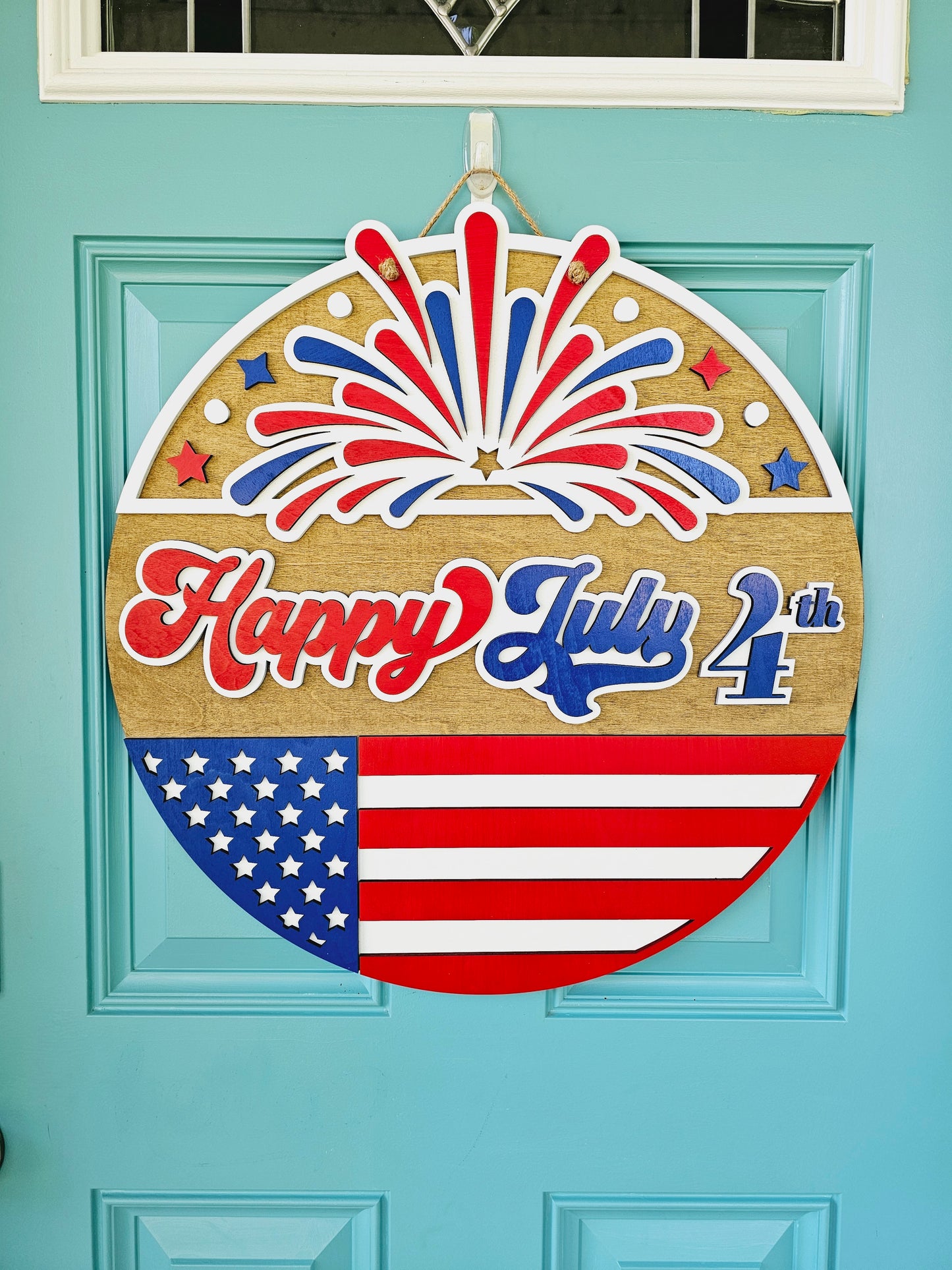 Happy July 4th Fireworks Door Hanger