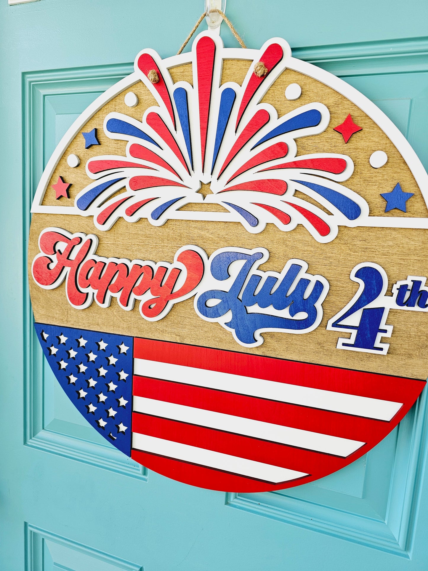 Happy July 4th Fireworks Door Hanger