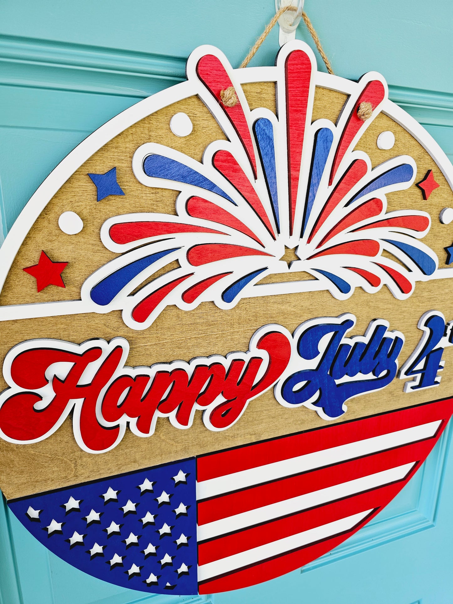 Happy July 4th Fireworks Door Hanger