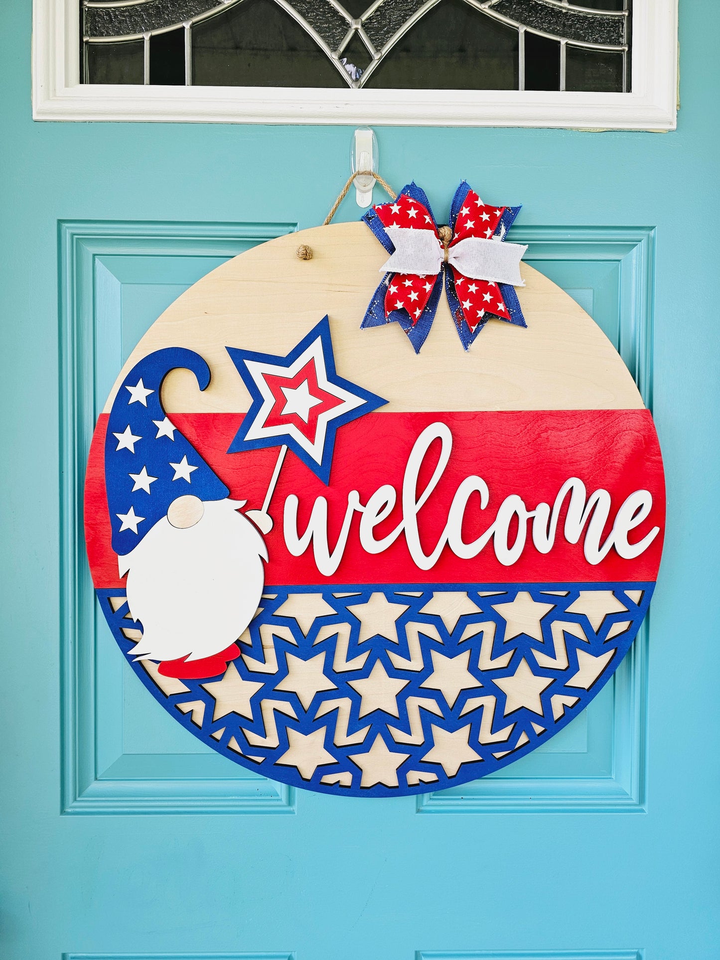 Patriotic Welcome Gnome Door Hanger