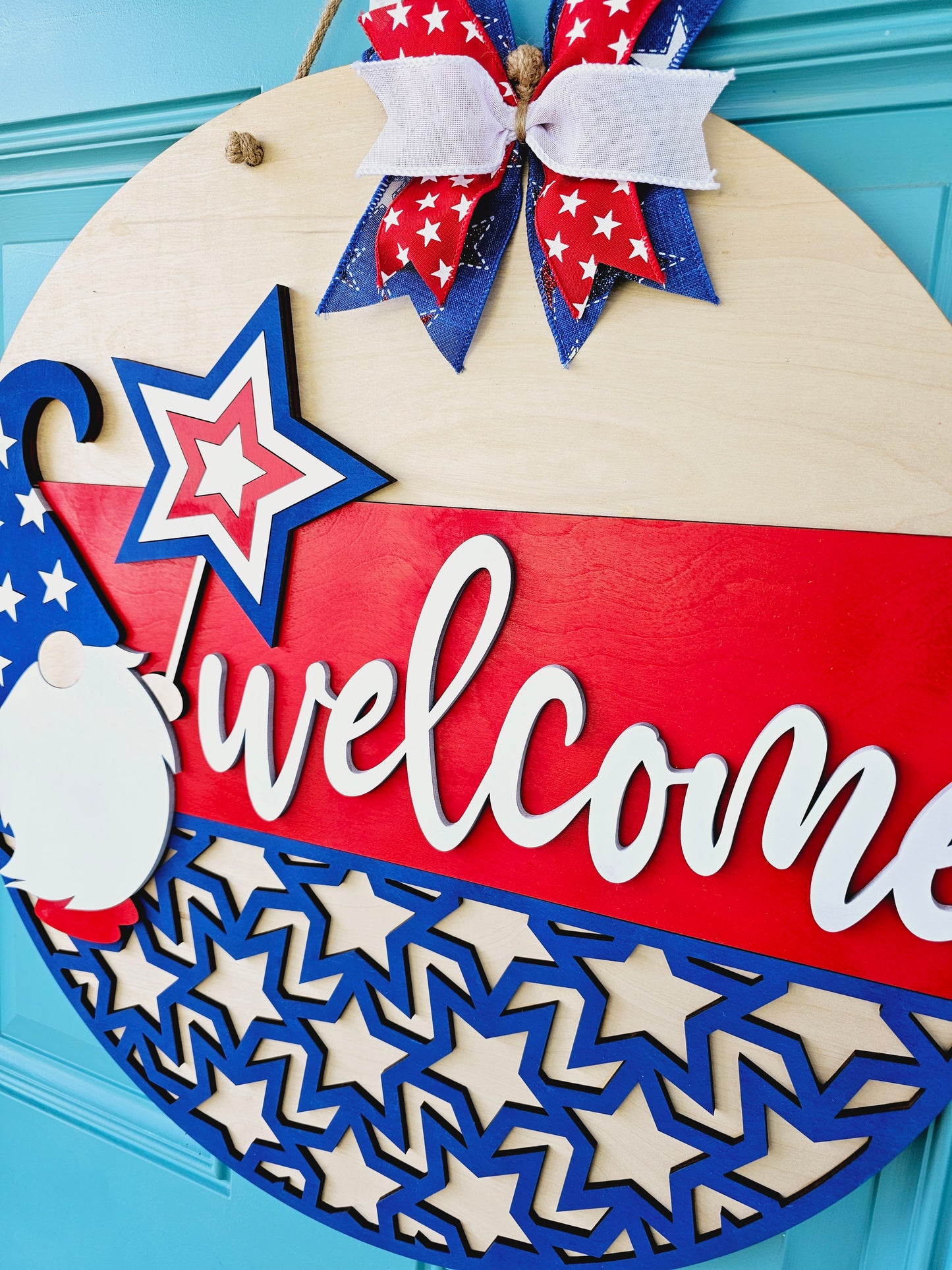 Patriotic Welcome Gnome Door Hanger