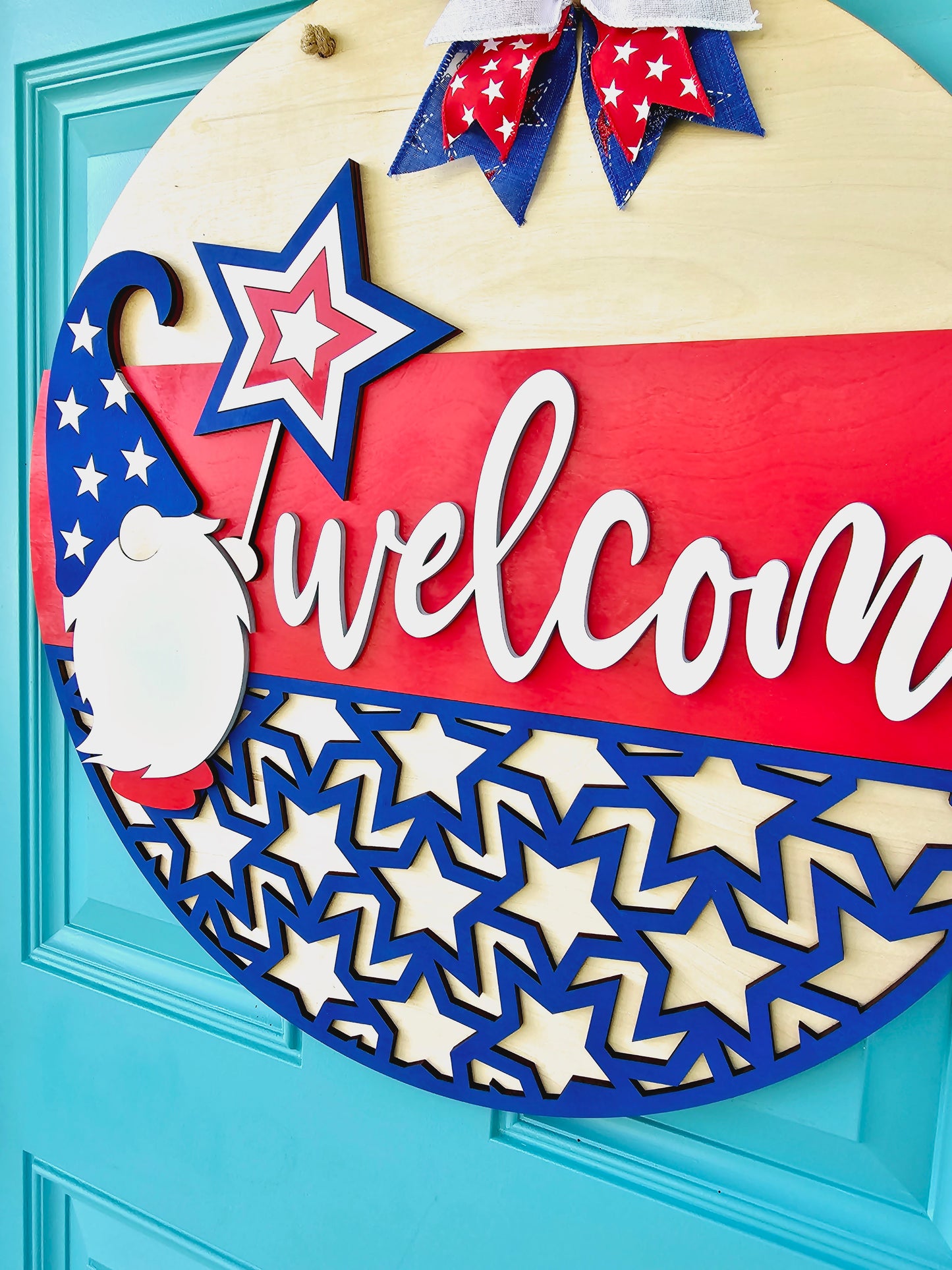 Patriotic Welcome Gnome Door Hanger