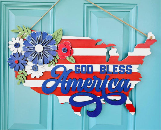 God Bless America United States Door Hanger