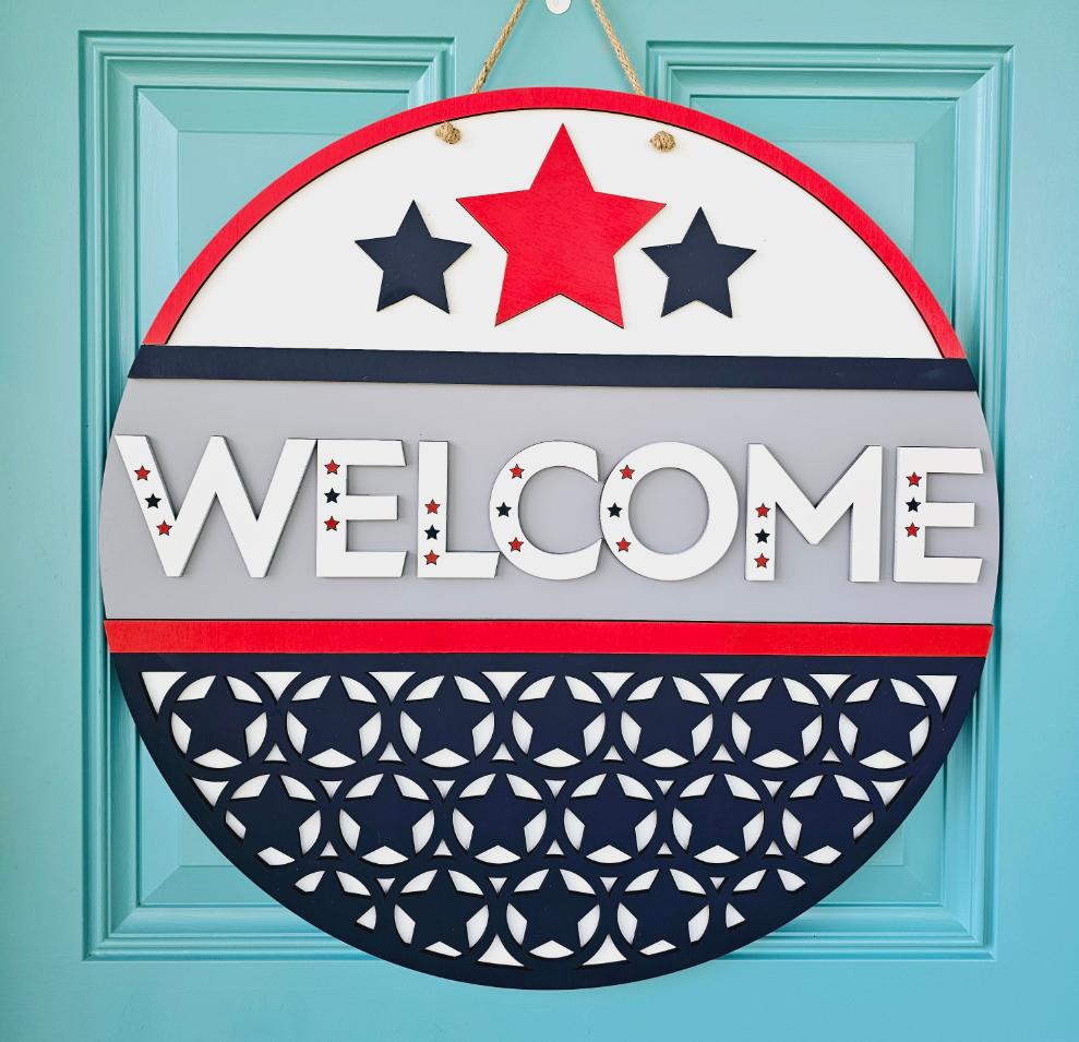 Simple Patriotic Welcome Door Hanger