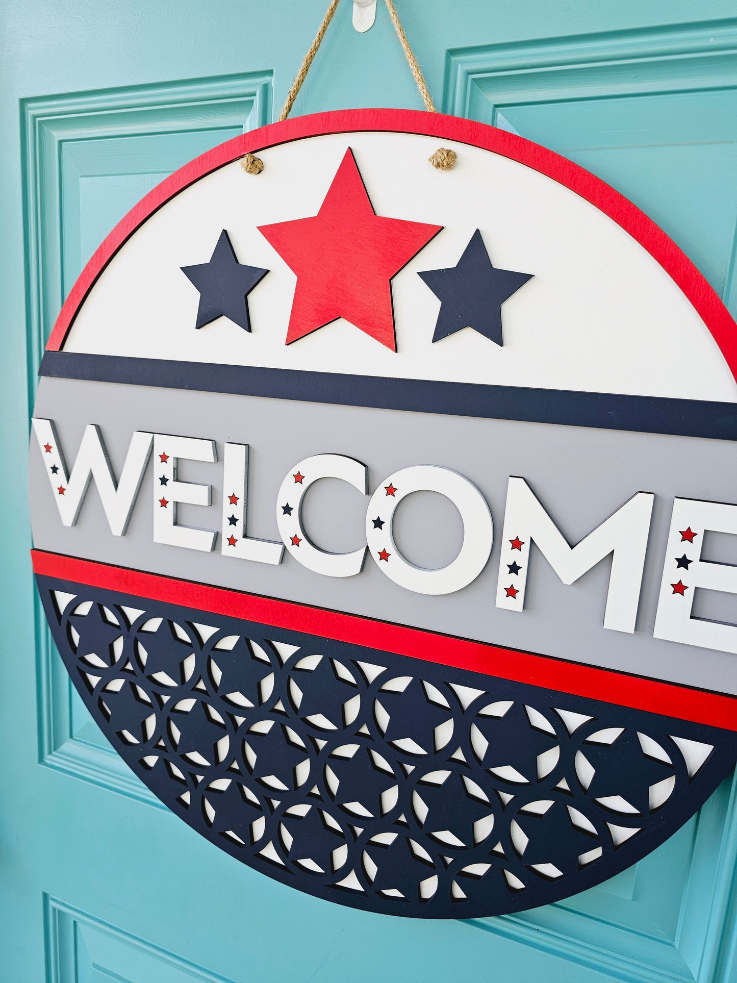 Simple Patriotic Welcome Door Hanger