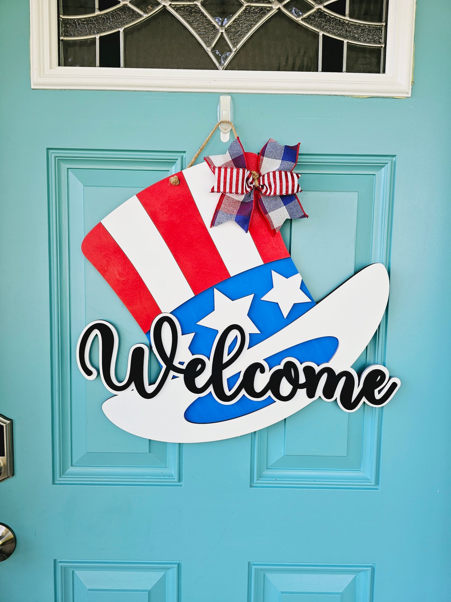 Welcome Patriotic Hat Door Hanger