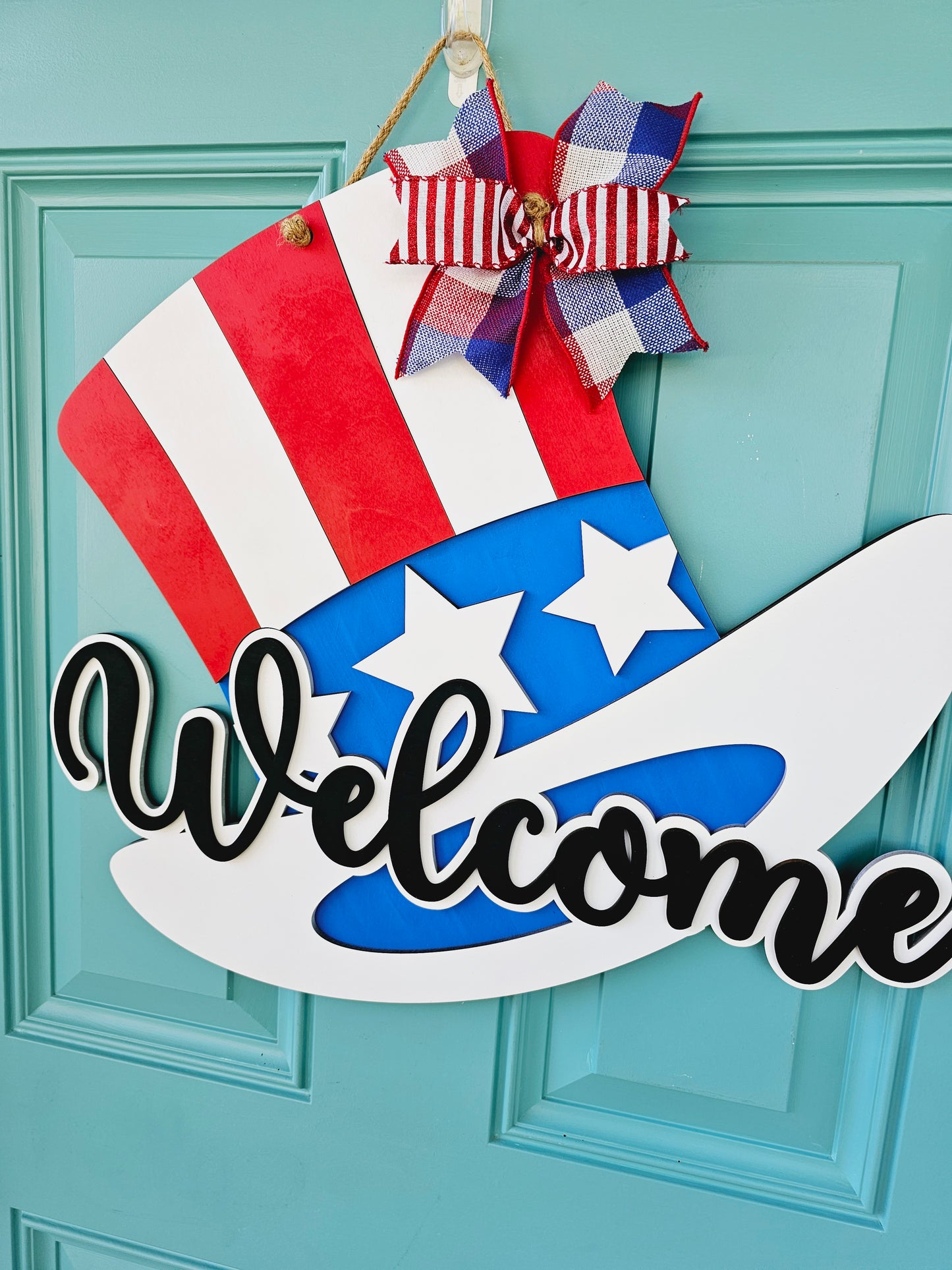 Welcome Patriotic Hat Door Hanger