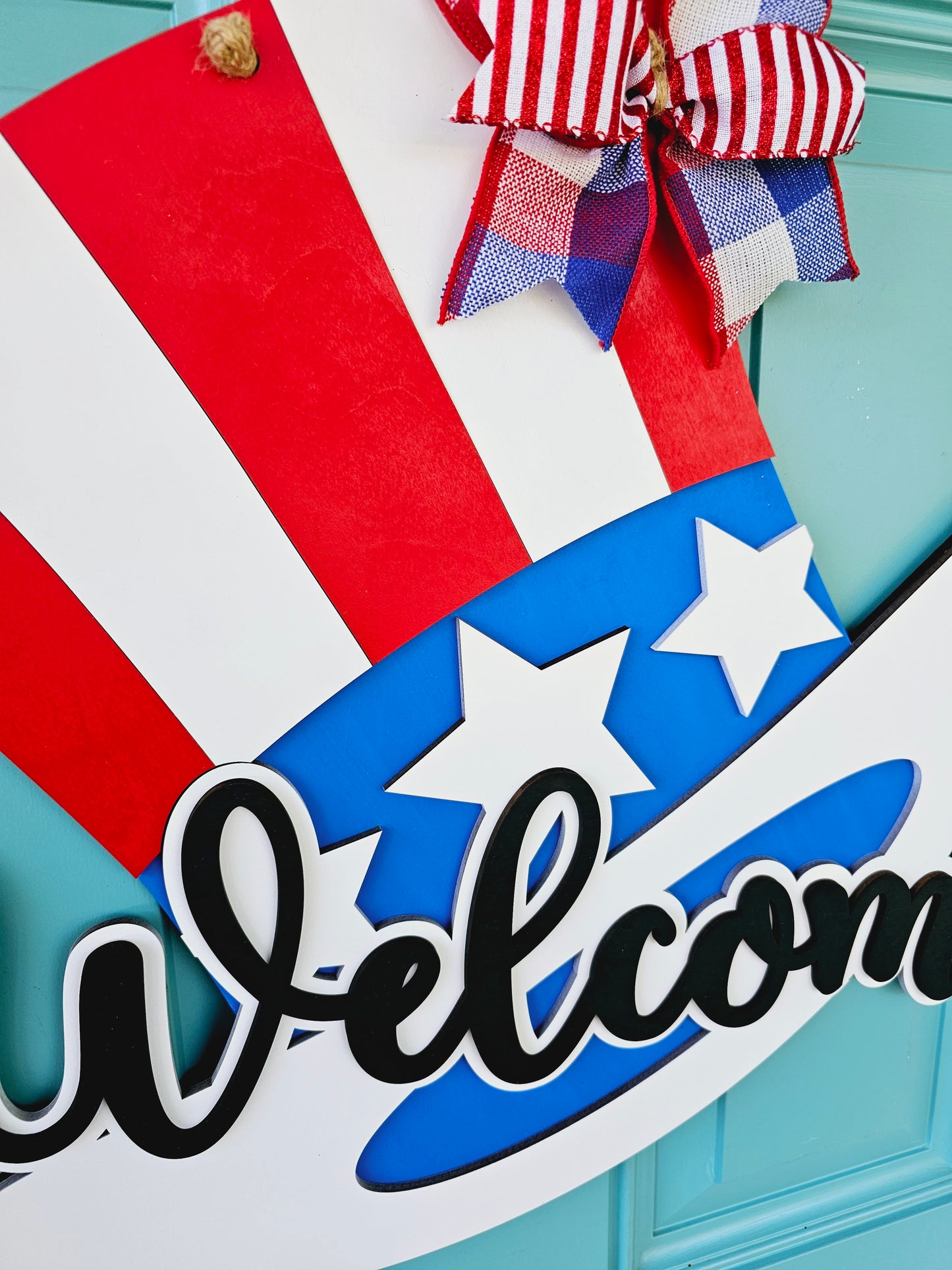 Welcome Patriotic Hat Door Hanger