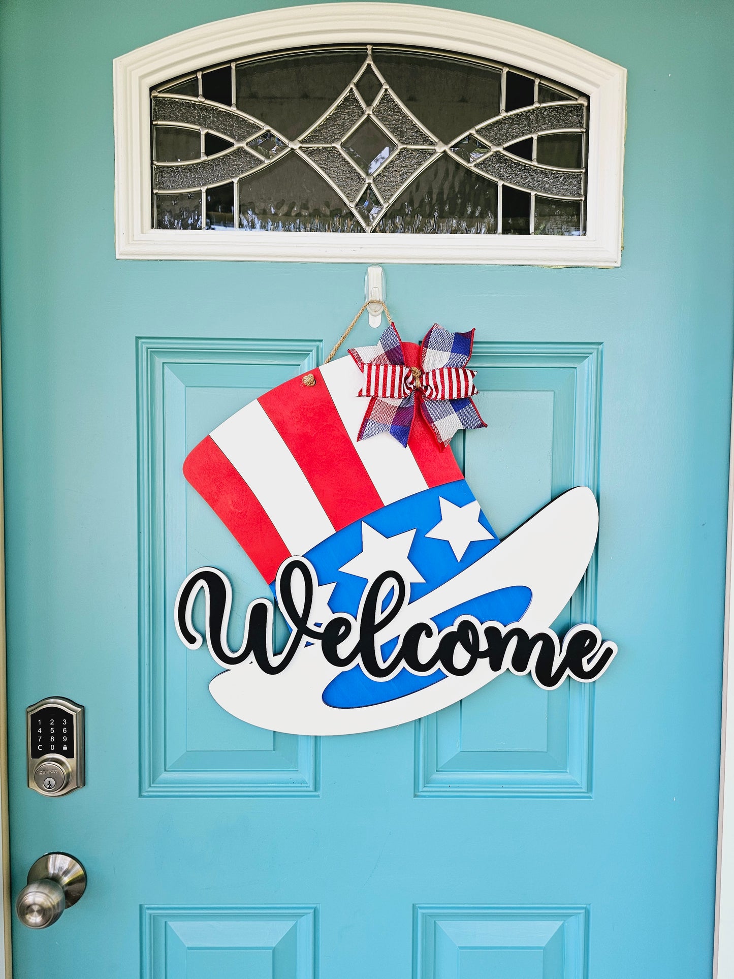 Welcome Patriotic Hat Door Hanger