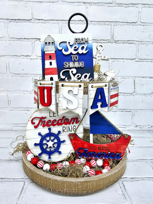 Nautical 4th of July Tiered Tray Set- wholesale