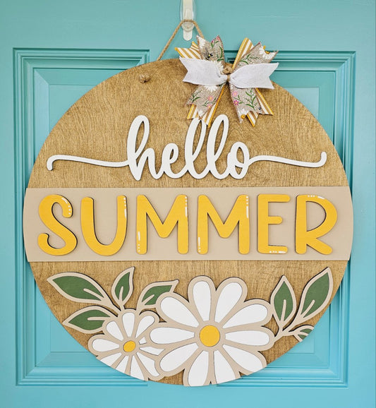 Hello Summer Daisies Door Hanger