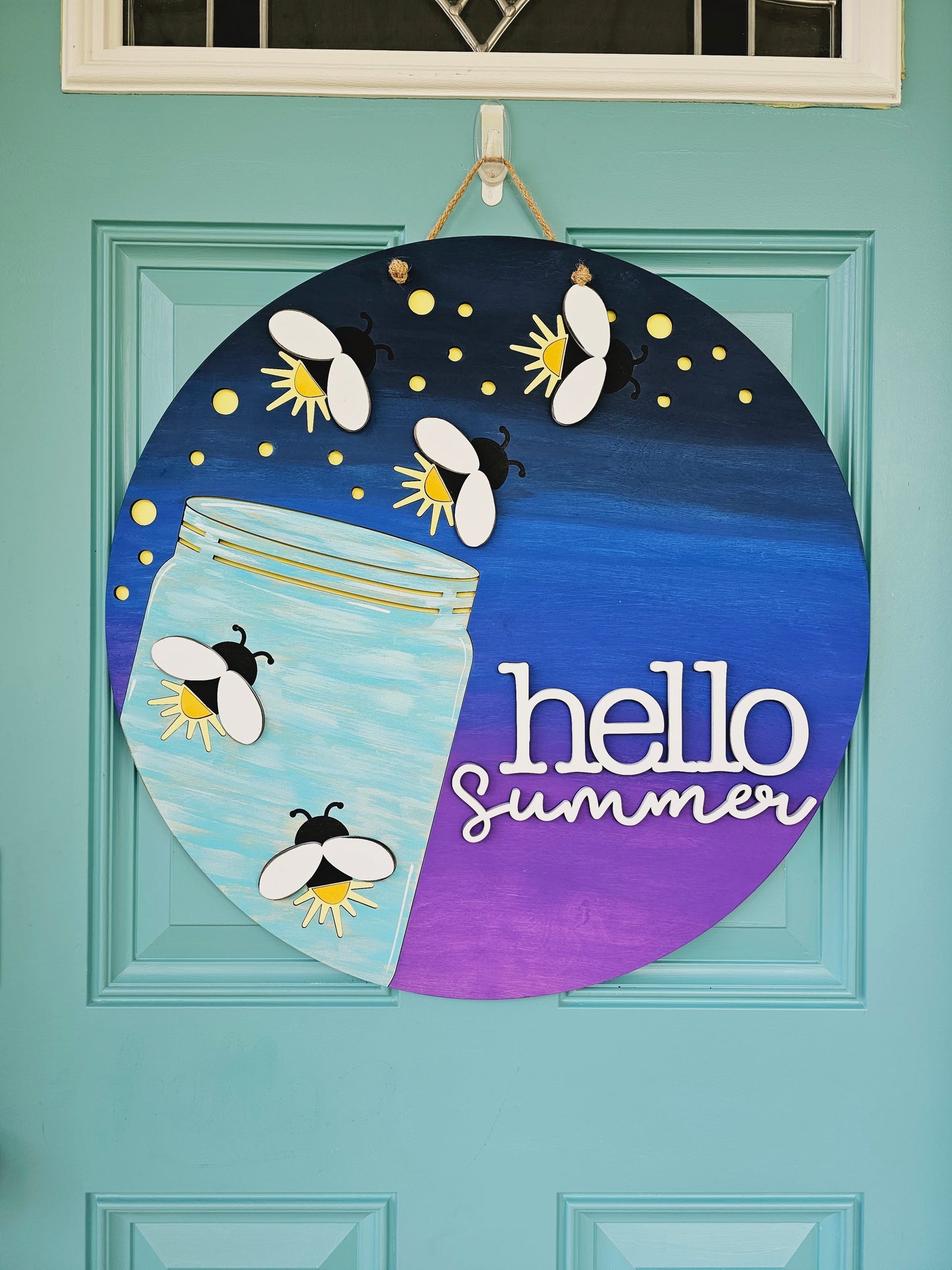 Hello Summer Fireflies Door Hanger