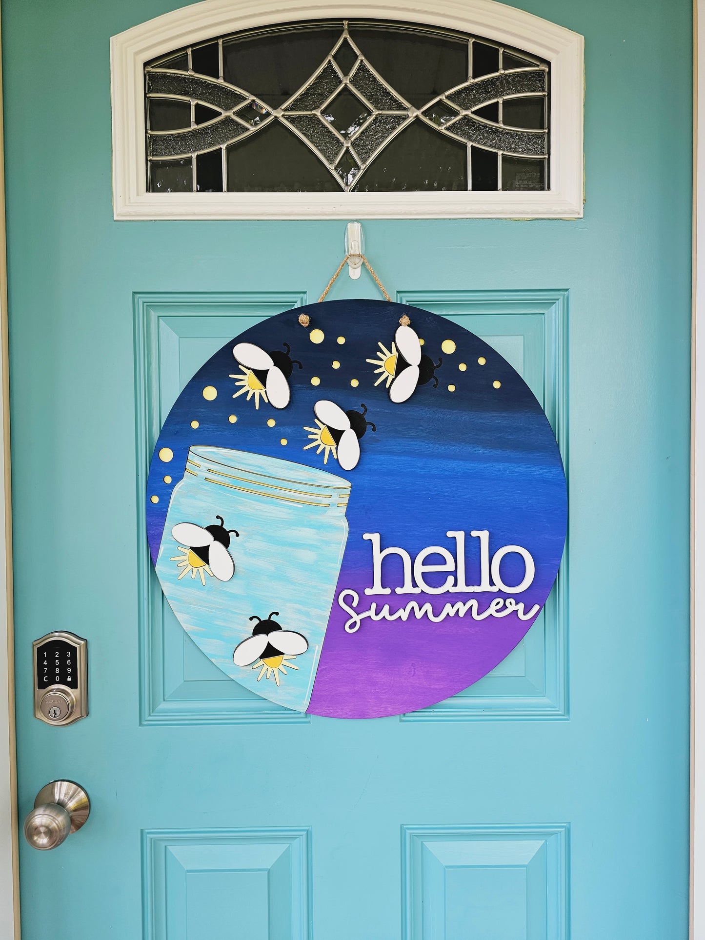 Hello Summer Fireflies Door Hanger