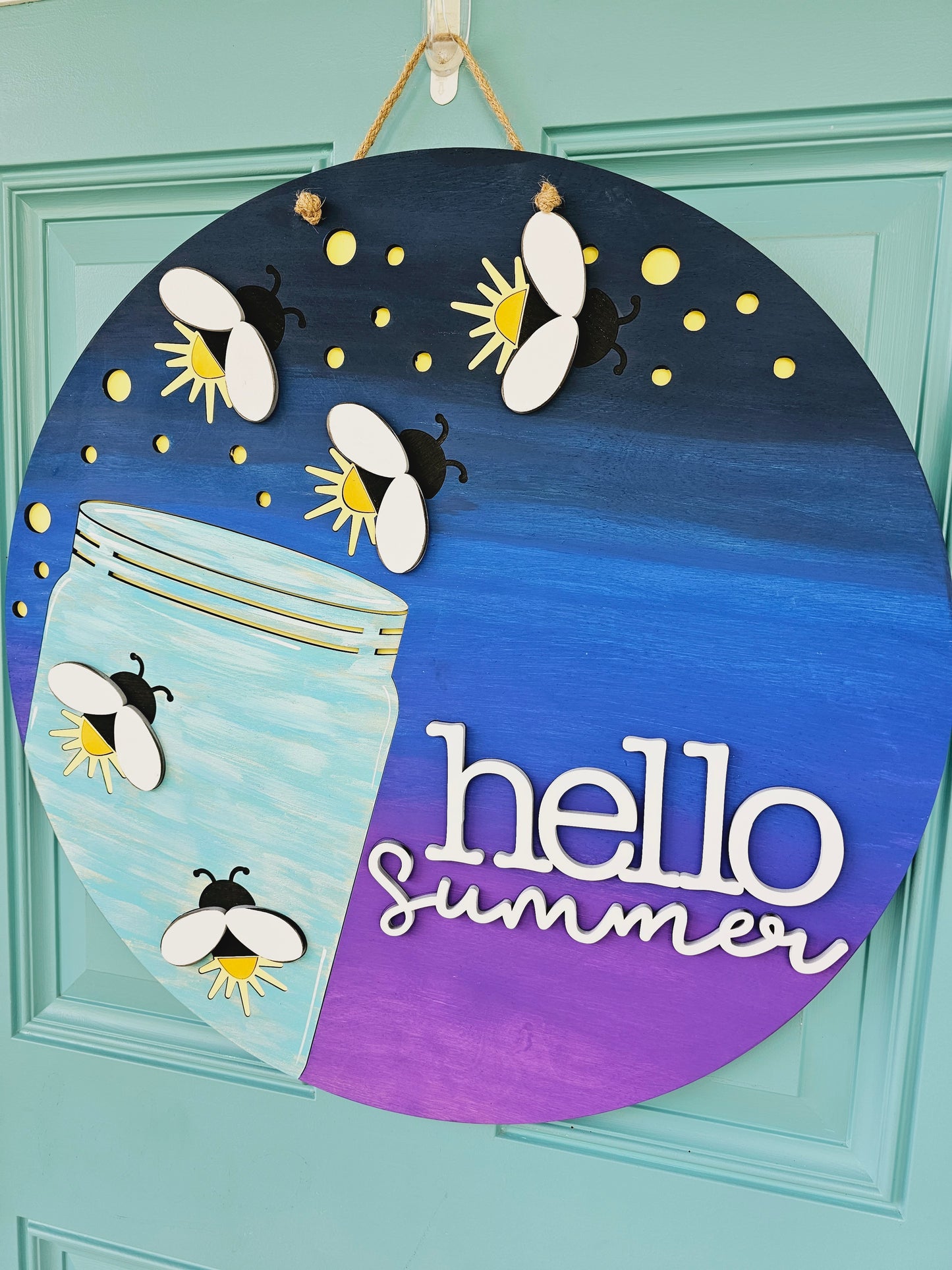 Hello Summer Fireflies Door Hanger