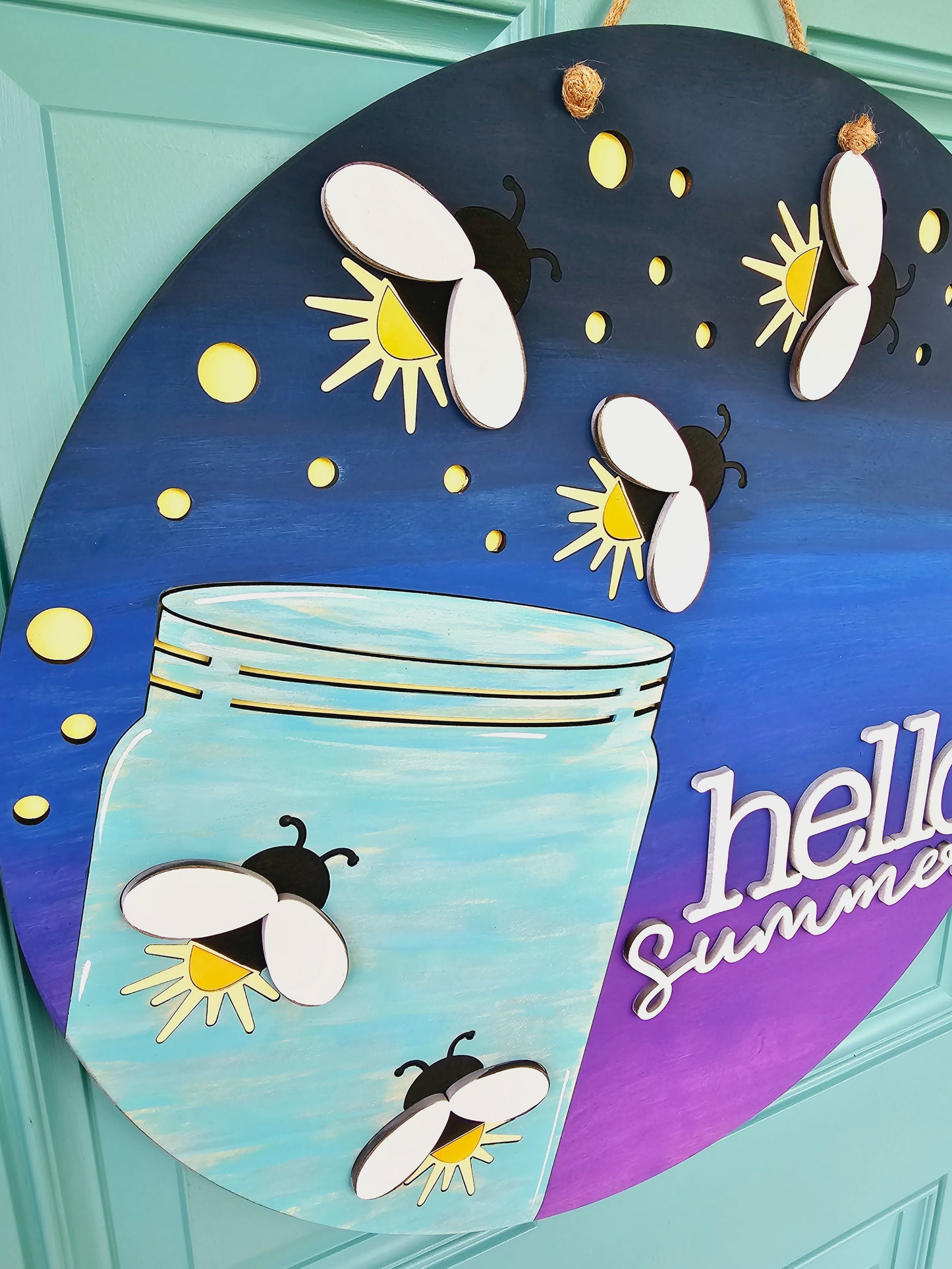 Hello Summer Fireflies Door Hanger