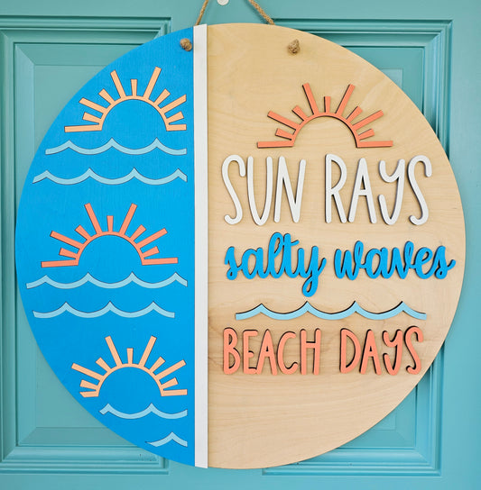 Sun Rays, Salty Waves & Beach Days Door Hanger