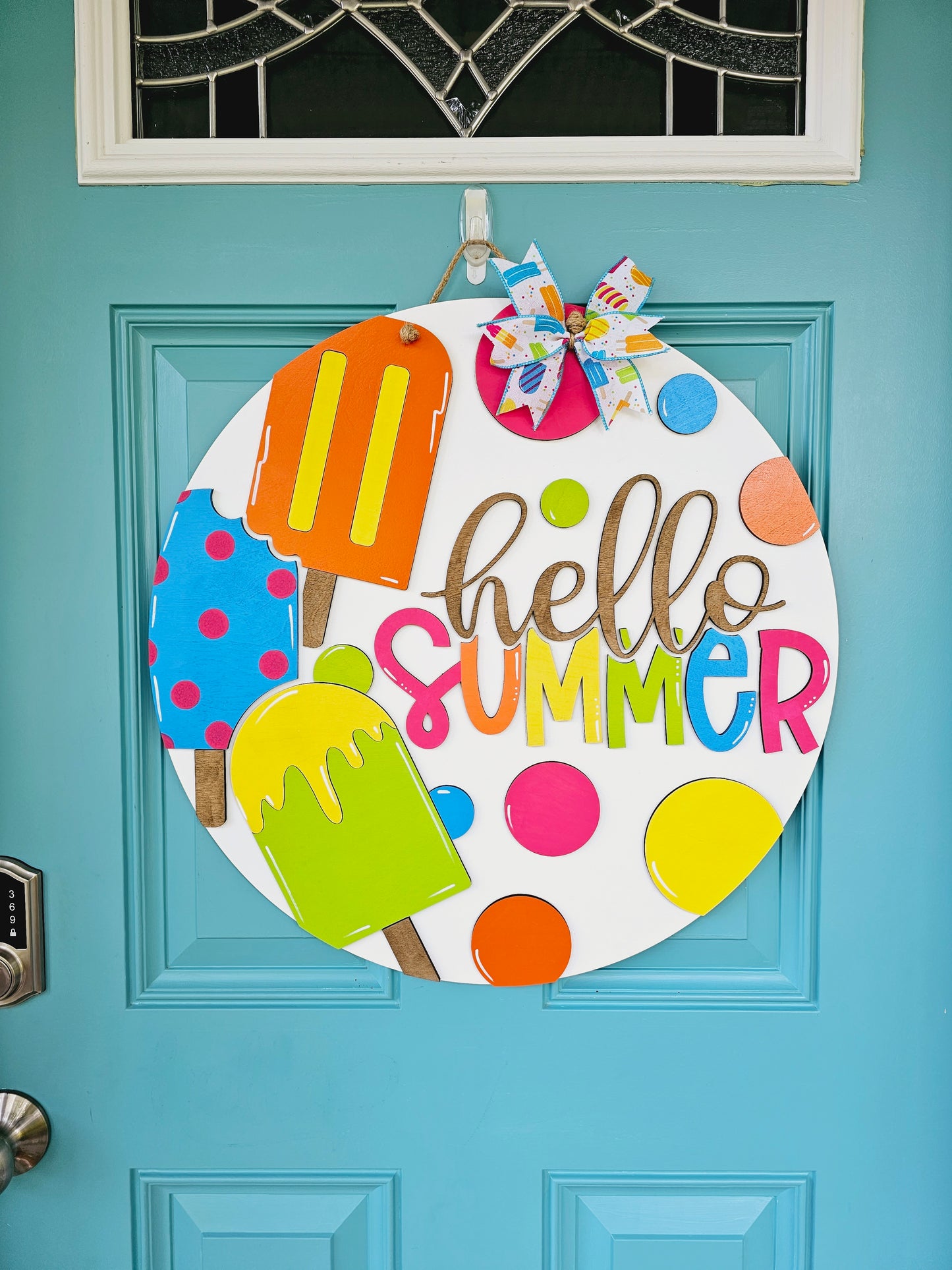 Hello Summer Polka Dot Popsicle Door Hanger