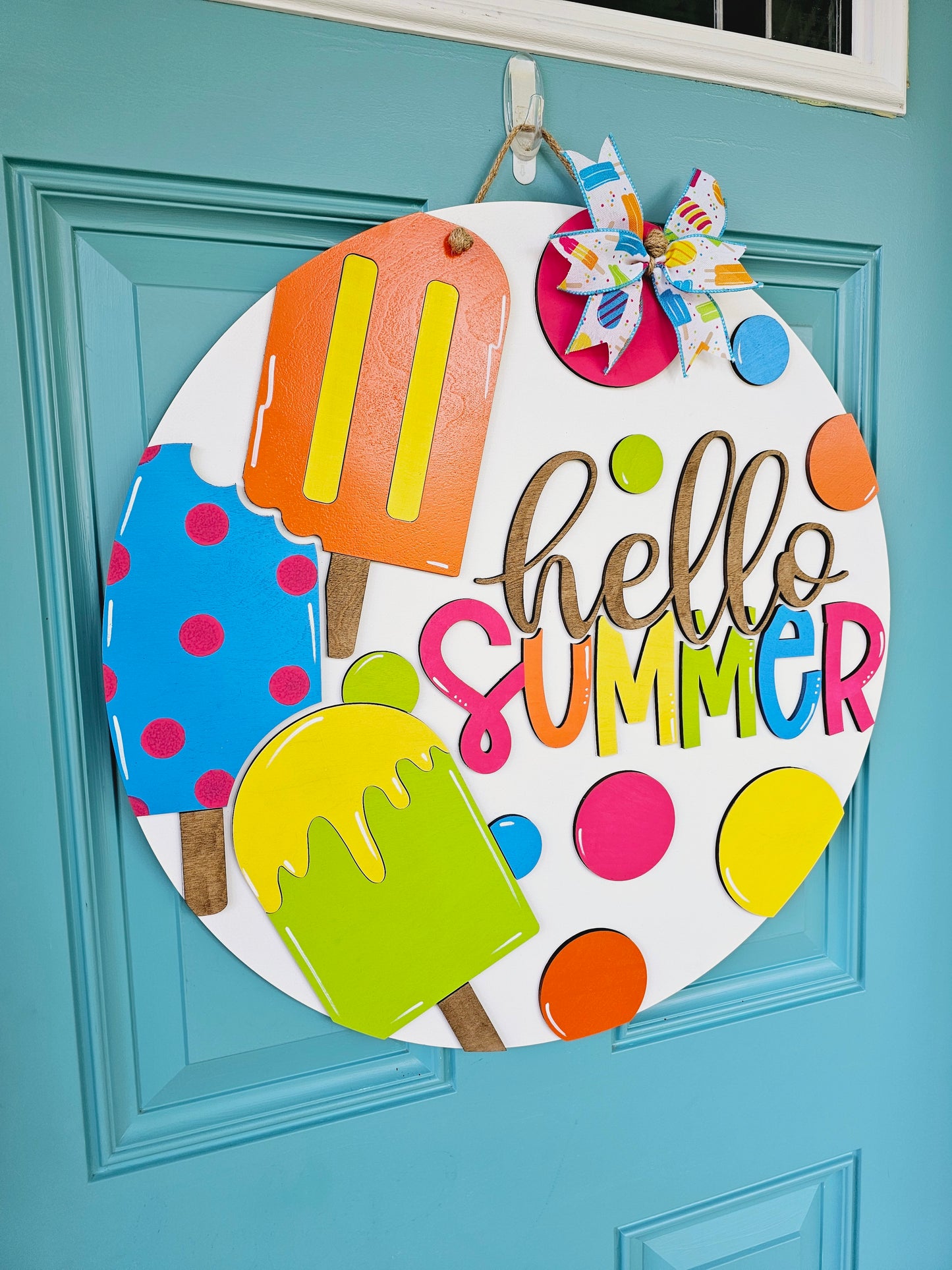 Hello Summer Polka Dot Popsicle Door Hanger