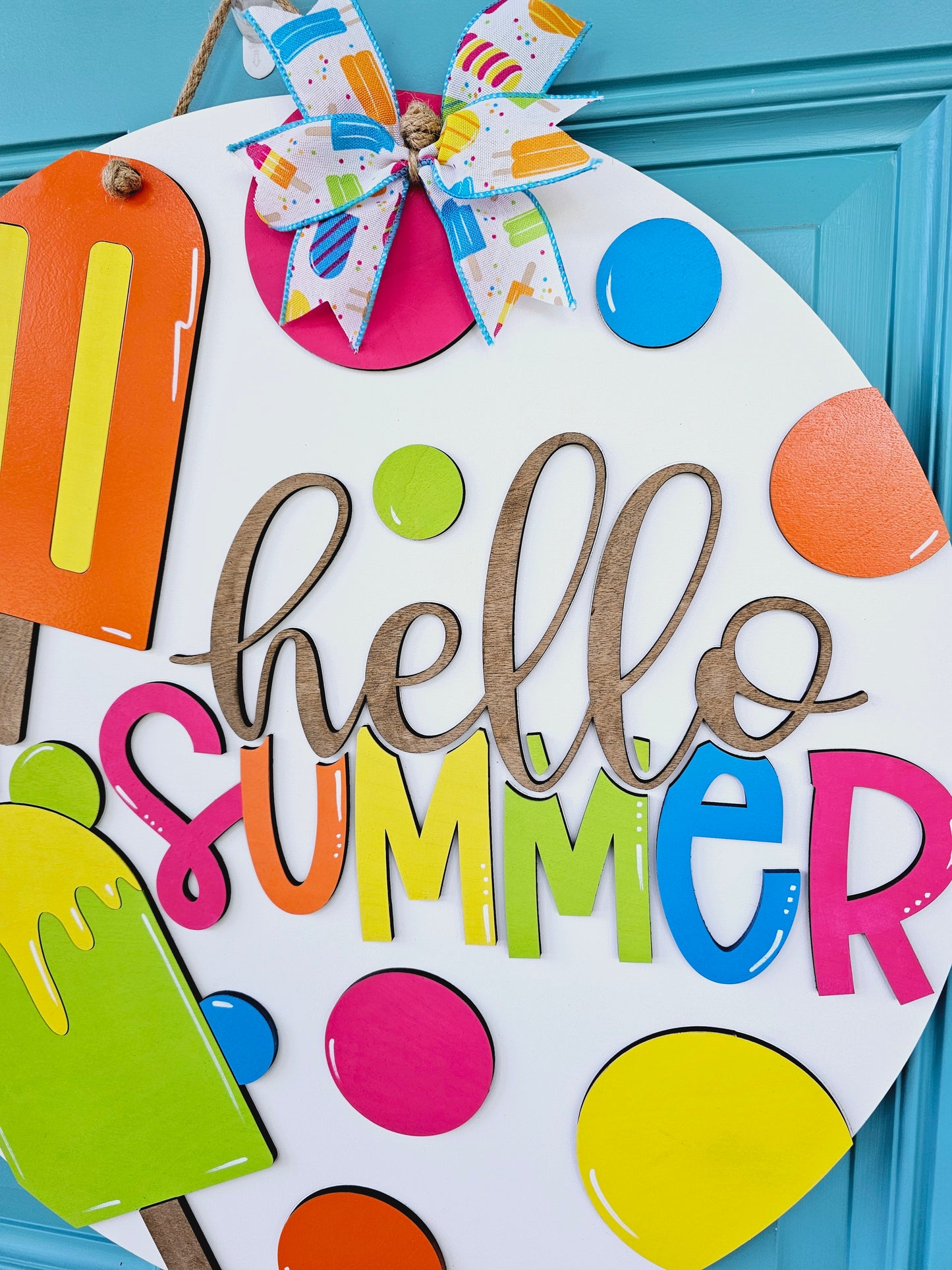 Hello Summer Polka Dot Popsicle Door Hanger