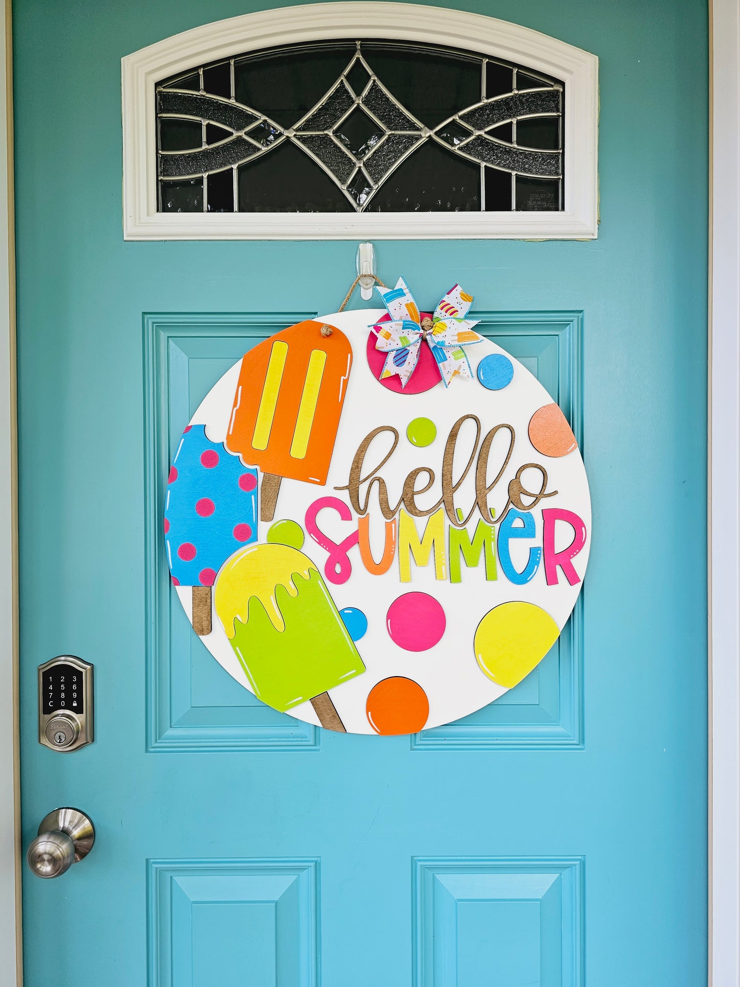 Hello Summer Polka Dot Popsicle Door Hanger