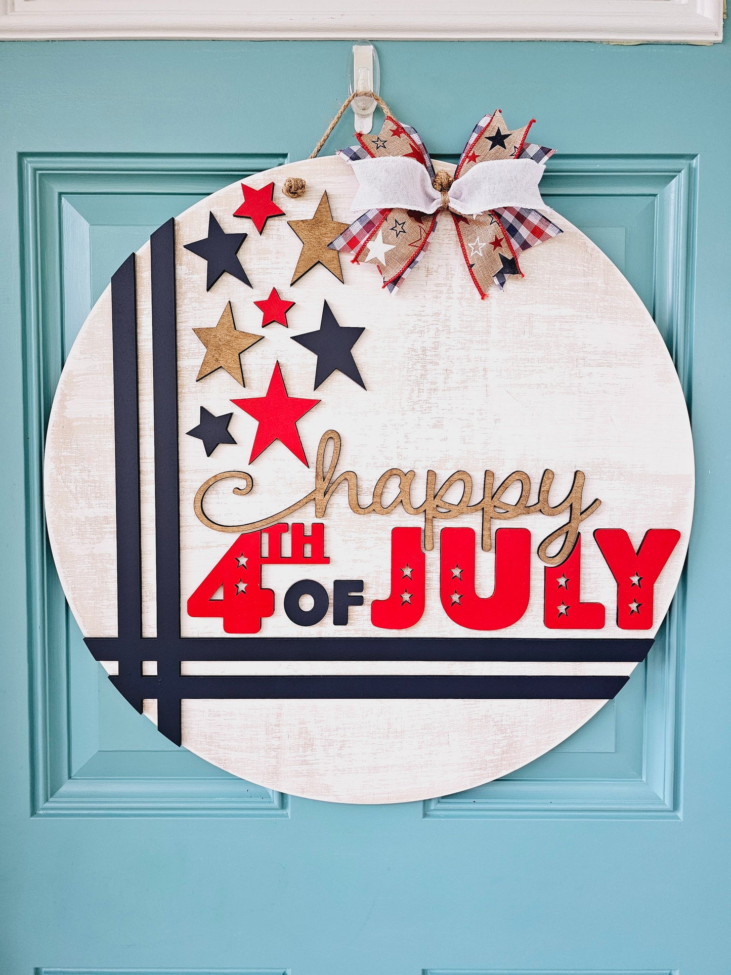 Happy 4th of July Cross Stitch Door Hanger