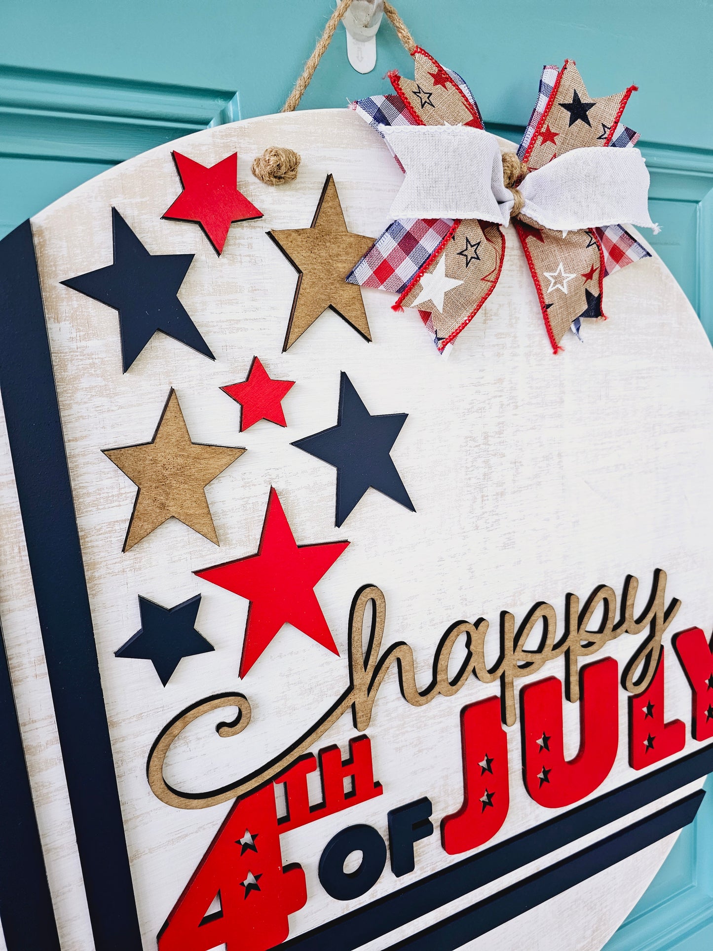 Happy 4th of July Cross Stitch Door Hanger