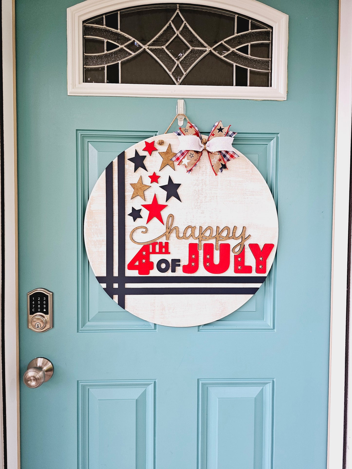 Happy 4th of July Cross Stitch Door Hanger