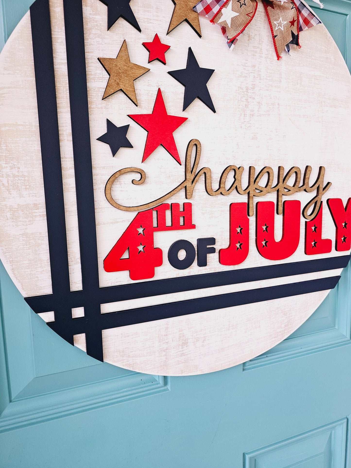 Happy 4th of July Cross Stitch Door Hanger