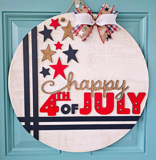 Happy 4th of July Cross Stitch Door Hanger