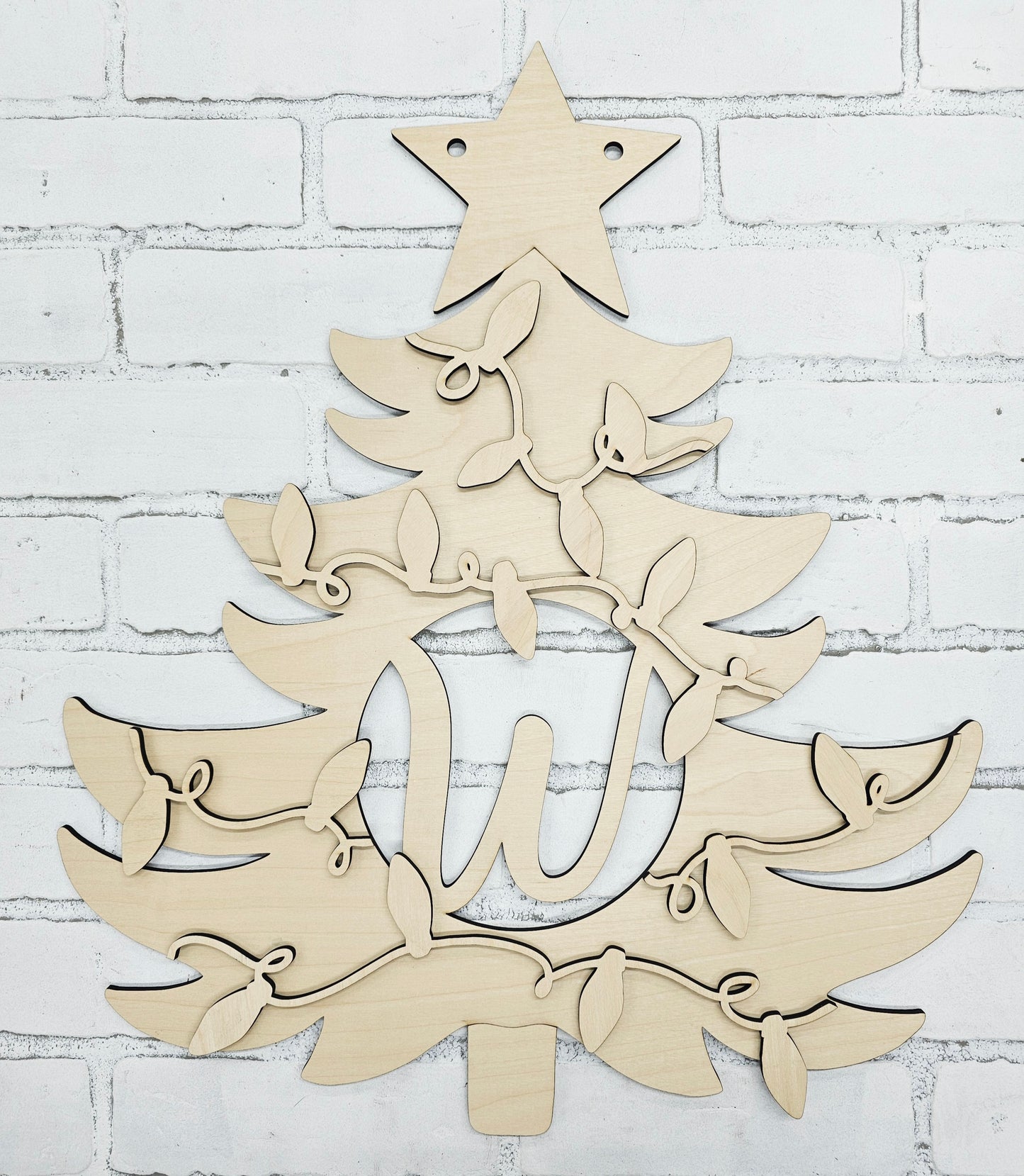 Christmas Tree Initial Door Hanger